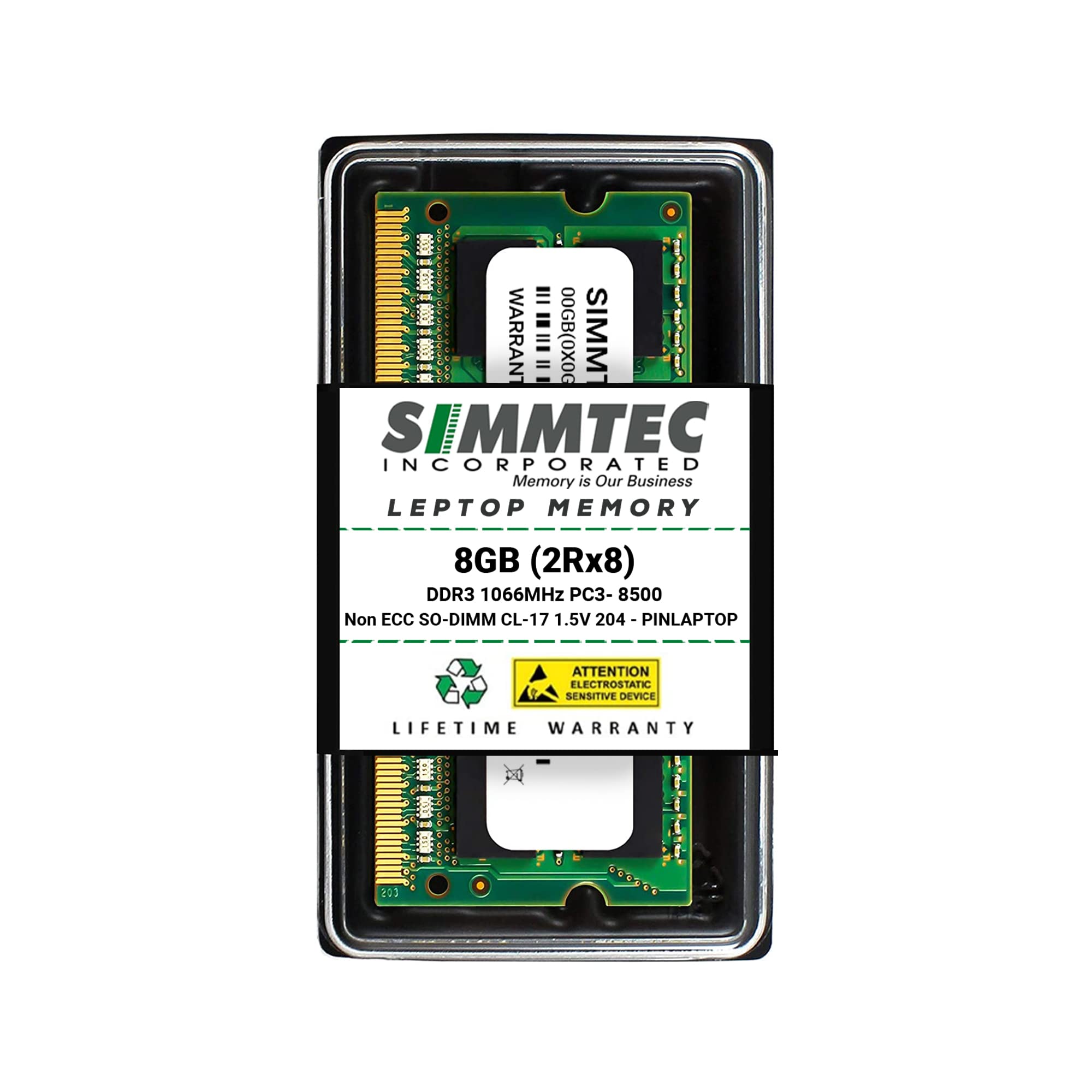 Simmtec RAM 8GB DDR3 1066 MHz SODIMM PC3-8500 2Rx8 Dual Rank 1,5V